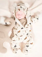 Pajacyki dla niemowląt - Niemowlęcy pajac dresowy z luną pieski Nicol r.56 - miniaturka - grafika 1