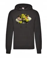 Bluzy męskie - Czarna MĘSKA BLUZA Z KAPTUREM Z Nadrukiem Shrek Twarz Osioł r. L #7 - miniaturka - grafika 1