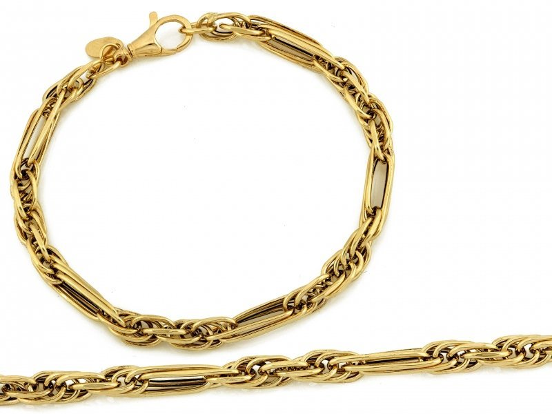 Bransoletka złota 585 gruby SKRĘCANY splot r19 elegancki wzór 3.81g