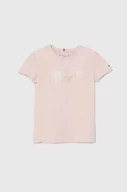 Koszulki dla dziewczynek - Tommy Hilfiger t-shirt dziecięcy kolor różowy - miniaturka - grafika 1