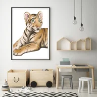 Wyposażenie pokoiku dziecięcego - Plakat dla dzieci safari tygrys - miniaturka - grafika 1