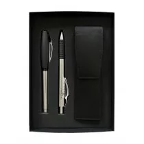 Faber-Castell Zestaw prezentowy basic metal pióro+długopis+etui skórzane - Przybory szkolne - miniaturka - grafika 1