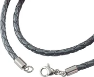 Naszyjniki męskie - König Design skórzany naszyjnik skórzany pasek skórzana bransoletka 7 mm męski naszyjnik 17 cm - 100 cm pleciony, długość: 18 centymetrów, kolor: grafitowo-szary - miniaturka - grafika 1