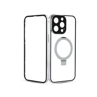 Etui i futerały do telefonów - INF Magnetyczne etui HD Clear ze stojakiem na iPhone'a Srebro iPhone 13 - miniaturka - grafika 1