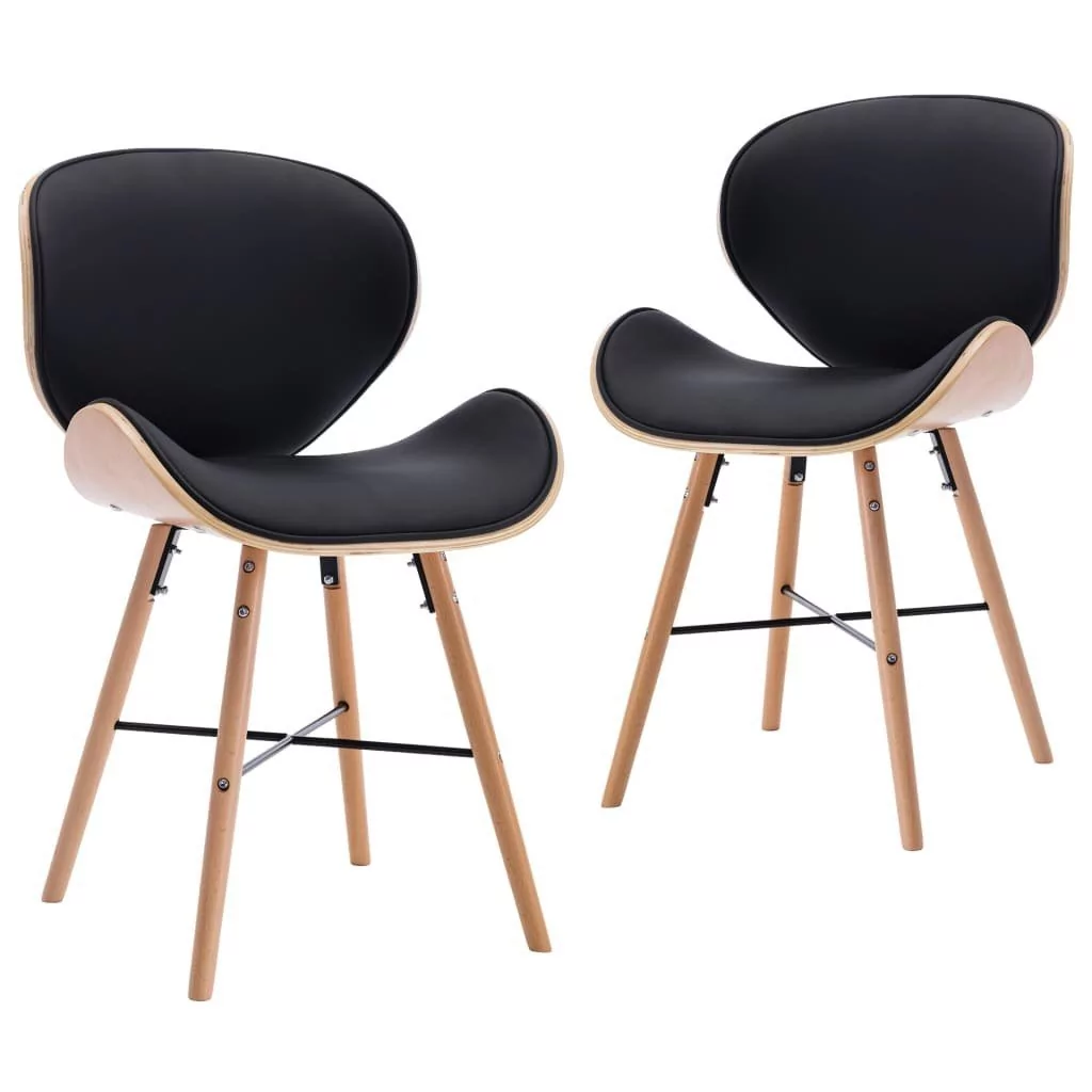 Krzesła jadalniane, 2 szt., czarne, ekoskóra i gięte drewno kod: V-283144