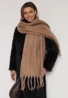 Apaszki i szaliki damskie - Brązowy Szalik z Frędzlami Owedarria - miniaturka - grafika 1
