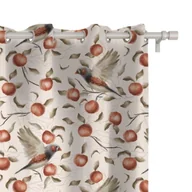 Zasłony - Zasłona AUTUMN wzór AT27 | jesienne ptaki i jabłka 150 x 150 cm tkanina zaciemniająca - miniaturka - grafika 1