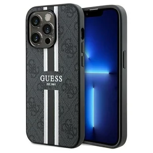 Etui Guess GUHMP15XP4RPSK Apple iPhone 15 Pro Max hardcase 4G Printed Stripes MagSafe czarny/black - Etui i futerały do telefonów - miniaturka - grafika 1