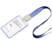 Identyfikatory - Identyfikator / holder na kartę ze smyczą wysuwaną z aluminiową ramką NIEBIESKI / Dezhi - miniaturka - grafika 1