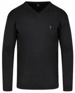 Swetry męskie - SWETER MĘSKI V SEREK - WEŁNA - KNK - CZARNY - 3XL - miniaturka - grafika 1