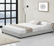 Łóżka - Łóżko ze sztucznej skóry Łóżko tapicerowane ze sztucznej skóry Rama łóżka z listwami Rama łóżka 180x200 cm z listwami Łóżko podwójne Łóżko małżeńskie z imitacji skóry w kolorze białym Corium - miniaturka - grafika 1