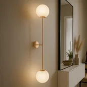 Lampy ścienne - Kinkiet ścienny dwupunktowy, złoto-biały K-5407 z serii LUMIA - miniaturka - grafika 1