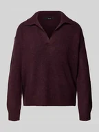 Swetry damskie - Sweter z dzianiny o kroju regular fit z kołnierzykiem koszulowym model ‘LEFILE’ - miniaturka - grafika 1
