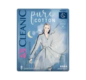 Podpaski - Cleanic Pure Cotton podpaski ze skrzydełkami na noc 8 sztuk - miniaturka - grafika 1
