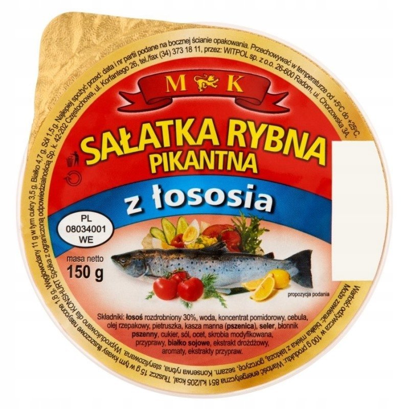 Sałatka rybna pikantna z łososiem MK 0,15 kg MK