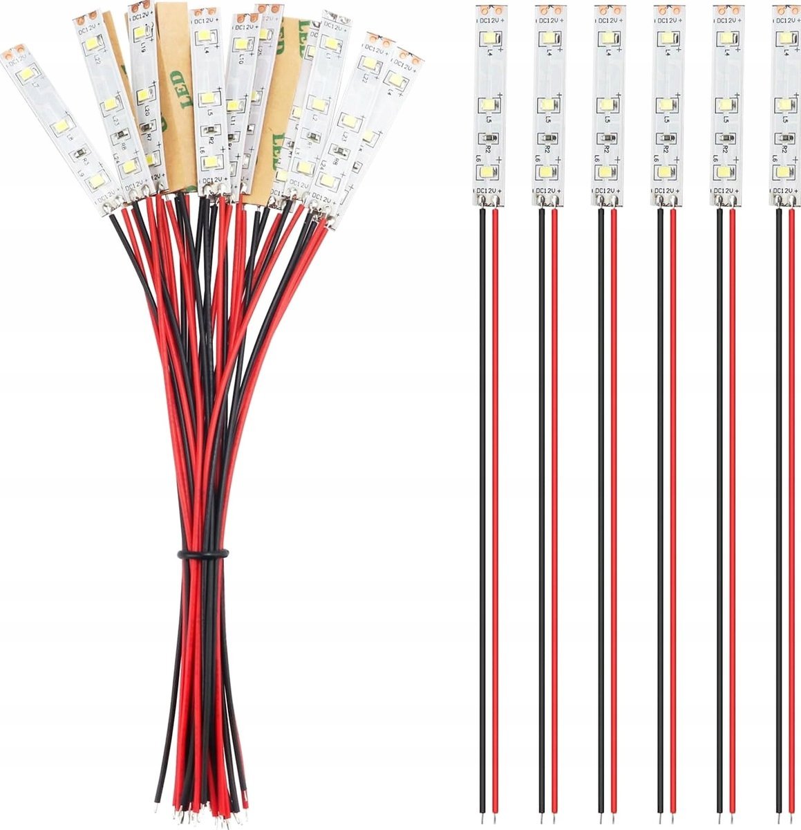 TAŚMA LED 50MM 15 SZTUK PASKI OŚWIETLENIE ŚWIATŁO 12V BIAŁE ELASTYCZNE