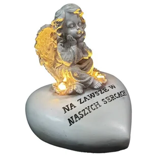 ANIOŁ ANIOŁEK ZNICZ FIGURKA LED NA GRÓB - Na Zawsze w Naszych Sercach - Lampiony i znicze - miniaturka - grafika 1