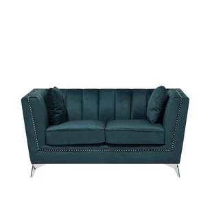 Beliani Sofa dwuosobowa welwet niebiesko-zielona GAULA - Sofy i kanapy - miniaturka - grafika 1