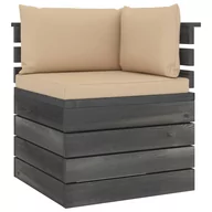 Meble ogrodowe - Ogrodowa sofa narożna z palet, z poduszkami, drewno sosnowe kod: V-3061650 - miniaturka - grafika 1