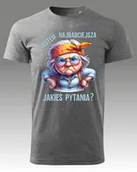 Koszulki i topy damskie - Koszulka na Dzień Babci Najbabciejsza - Jakieś Pytania? SLA / Ciemnoszary melanż XL Przód - miniaturka - grafika 1