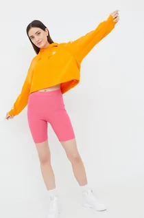 Bluzy damskie - Adidas Originals Originals bluza Adicolor damska kolor pomarańczowy z kapturem z aplikacją - grafika 1