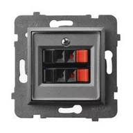 Gniazdka elektryczne - Ospel Gniazdo głośnikowe podwójne Szary mat Aria - GG-2U/m/70 - miniaturka - grafika 1