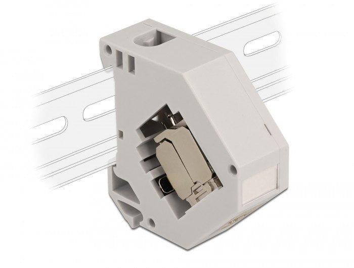 DeLOCK DIN rail Adapter with Keystone Module RJ45 jack Cat.6A LSA, Grey, RJ-45, LSA, Female, 23/24/25/26, Cat6a 86014