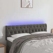Inne meble do sypialni - Lumarko Zagłówek do łóżka z LED, ciemnoszary, 160x7x78/88 cm, aksamit - miniaturka - grafika 1