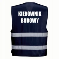 Odzież robocza - Kamizelka odblaskowa XXL/3XL granatowa z nadrukiem KIEROWNIK BUDOWY - miniaturka - grafika 1
