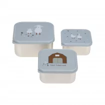 Lassig Komplet 3 Snackboxów ze stali nierdzewnej Tiny Farmer Owieczka/Gąska niebieskie - Lunch boxy - miniaturka - grafika 1