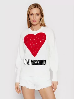 Swetry damskie - Love Moschino Sweter WSM1011X 1472 Biały Regular Fit - grafika 1