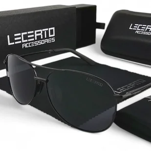 Okulary przeciwsłoneczne polaryzacyjne czarne LECERTO AVIATOR zestaw - Okulary przeciwsłoneczne Okulary przeciwsłoneczne polaryzacyjne czarne LECERTO AVIATOR zestaw - Okulary przeciwsłoneczne - miniaturka - grafika 1