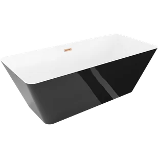 Mexen Velo Slim wanna wolnostojąca 170 x 75 cm, biała/czarna, przelew miedź szczotkowana - 52811707575-65 - Wanny - miniaturka - grafika 1