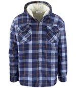 Swetry męskie - Ciepła polarowa koszula męska w kratę z kapturem ocieplana futerkiem-3XL - miniaturka - grafika 1