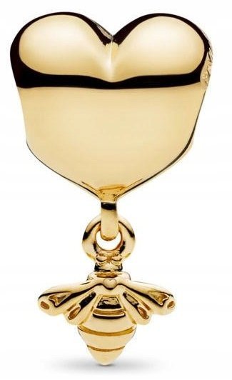 Złoty Charms Pszczoła Pszczółka Owad Serce Serduszko Love SREBRO 925