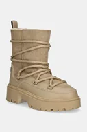 Śniegowce damskie - Tommy Hilfiger śniegowce REAL SHEARLING LACE-UP SNOWBOOT kolor beżowy FW0FW08085 - miniaturka - grafika 1