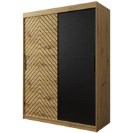 Szafy - Szafa przesuwna do salonu w kawalerce JODEŁKA 150 dąb artisan czarna biała - miniaturka - grafika 1