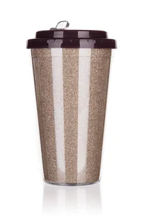Banquet Kubek podróżny dwuścienny GLITTERS 0,5 l, brąz - Kubki termiczne - miniaturka - grafika 1
