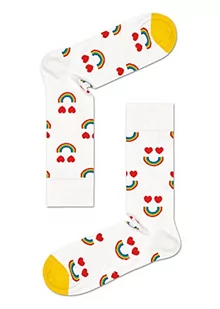 Happy Socks Happy Rainbow Sock, kolorowe i zabawne, Skarpety dla kobiet i mężczyzn, Biały-Żółty-Czerwony (36-40) - Skarpetki męskie - miniaturka - grafika 1
