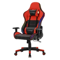 Fotele gamingowe - Fotel gamingowy z oświetleniem RGB i głośnikami Bluetooth w kolorze czarnym/czerwonym ze sztucznej skóry ML - miniaturka - grafika 1