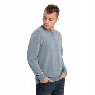 Washowana bluza męska z ozdobnym przeszyciem j.niebieska V3 OM-SSDS-0131 S - Bluzy męskie - miniaturka - grafika 1