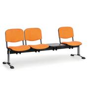 Inne meble biurowe - Ławka do poczekalni tapicerowana VIVA, 3-siedziska + stolik, pomarańczowy, chromowane nogi - miniaturka - grafika 1