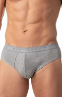 Majtki męskie - Key klasyczne slipy męskie z szeroką gumą szary melanż 2-Pack MPP 019 ME, Kolor szary melanż, Rozmiar M, Key - Intymna - miniaturka - grafika 1