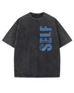 Koszulki i topy damskie - Koszulka oversize efekt sprania Nadruk brokatowy Miłość Czarny S - miniaturka - grafika 1