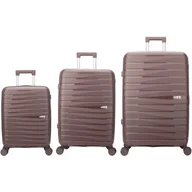 Walizki - Zestaw walizek SEMI LINE T5963-0 Brązowy - miniaturka - grafika 1