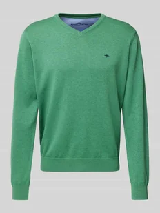 Sweter z dzianiny z wyhaftowanym logo - Swetry męskie - miniaturka - grafika 1