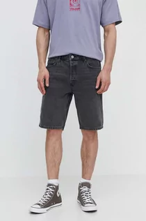 Spodenki męskie - Superdry szorty jeansowe męskie kolor szary - grafika 1