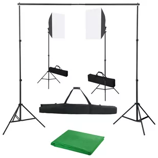 vidaXL Lampa studyjna Fotograficzny zestaw studyjny z lampami softbox i tłem 3055057 - Lampy studyjne - miniaturka - grafika 1