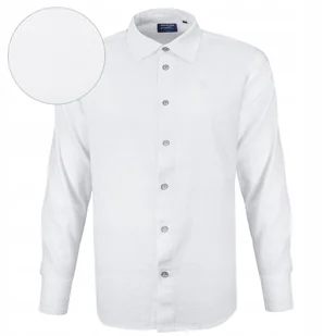 KOSZULA Męska z Długim Rękawem LNIANA Biała Regular Fit Pako Jeans - Koszule męskie - miniaturka - grafika 1