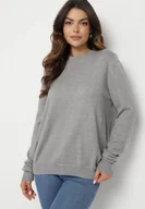 Swetry damskie - Szary Klasyczny Sweter z Wełną Mailira - miniaturka - grafika 1